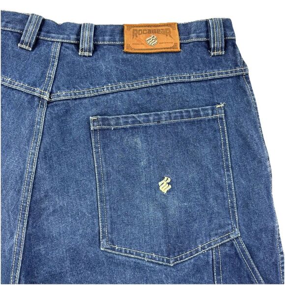 Rocawear Denim Carpenter Shorts Men’s 42 Blue Baggy Hip Hop Y2K Streetwear - Picture 2 of 15
